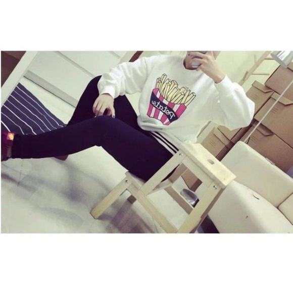 Long-Sleeve Fries Print Sweatshirt - Picture 2 of 7